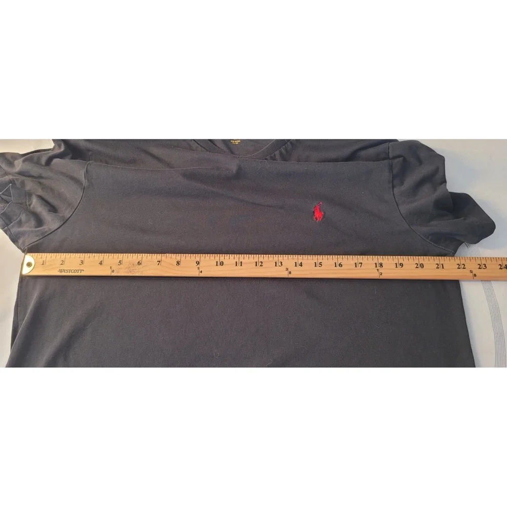 Men's Polo Ralph Lauren Size‎ Large Black Short Sleeve V Neck 100% Cotton Shirt
